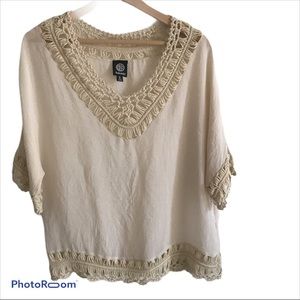 Bobeau Small Boho Crochet Blouse